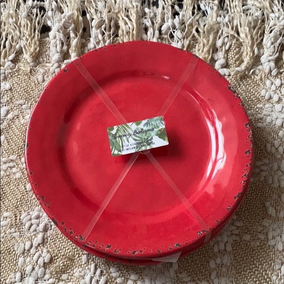 Tommy Bahama Kitchen Tommy Bahama Red Plates Set Of 4 Poshmark